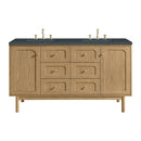 James Martin Laurent 60" Dual Mount Double Bathroom Vanity, Light Natural Oak