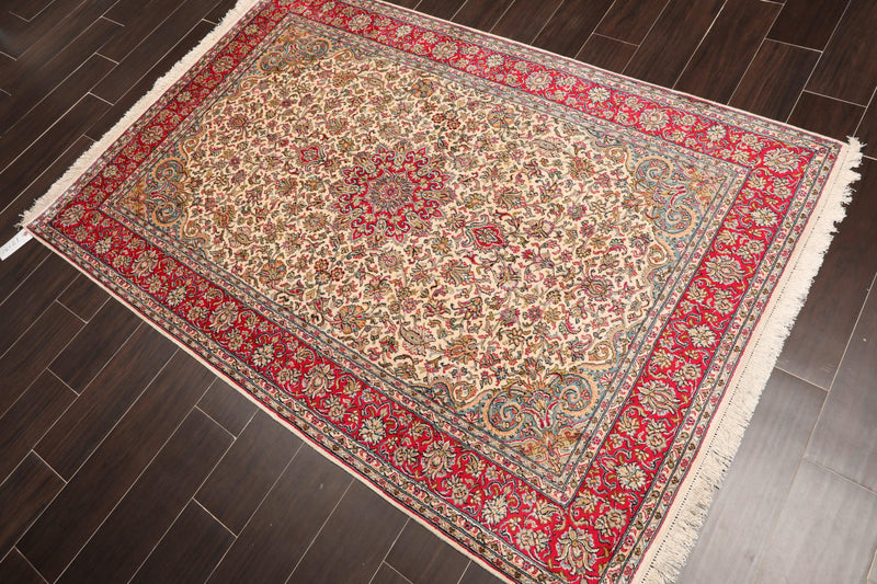 4'3"x6'3"Persian Oriental Area Rug Hand Knotted 100% Silk Traditional 400 KPSI