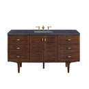 James Martin Amberly 60" Dual Mount Single Bathroom Vanity, Mid-Century Walnut
