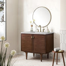 James Martin Amberly 36" Dual Mount Single Bathroom Vanity, Mid-Century Walnut