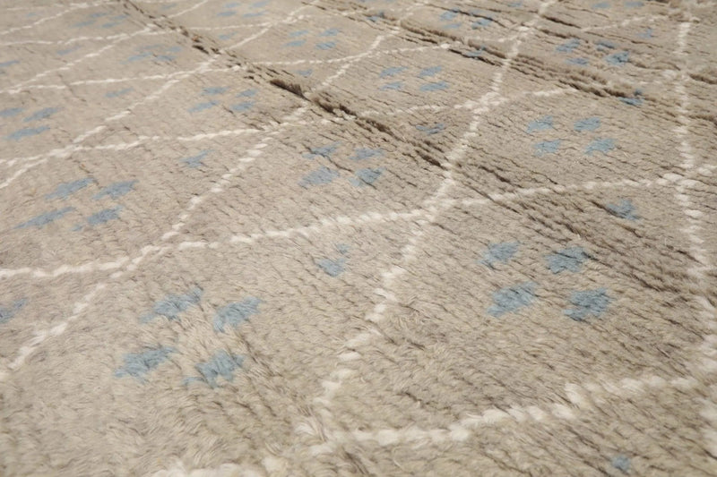 9' x 12' Hand Knotted Thick Pile Moroccan Wool Oriental Area Rug Gray Ivory