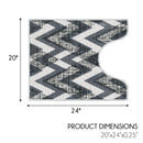 Chevron Design U Shape Bathroom Rug | 20”x24" | Gray