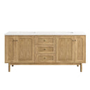 James Martin Laurent 72" Dual Mount Double Bathroom Vanity, Light Natural Oak
