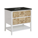 James Martin Olena 36" Single Bathroom Vanity, Polished White and Light Mappa Burl