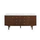 James Martin Amberly 72" Dual Mount Double Bathroom Vanity, Mid-Century Walnut