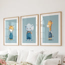 Safari Nursery Wall Art Set of 3. Baby Elephant, Giraffe, Tiger by Wall Art Set