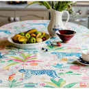 GobekUsa Jungle Vibes Tablecloth: Tiger Plants & Pagoda Print for Kitchen Garden