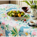 GobekUsa Jungle Vibes Tablecloth: Tiger Plants & Pagoda Print for Kitchen Garden
