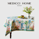 GobekUsa Jungle Vibes Tablecloth: Tiger Plants & Pagoda Print for Kitchen Garden