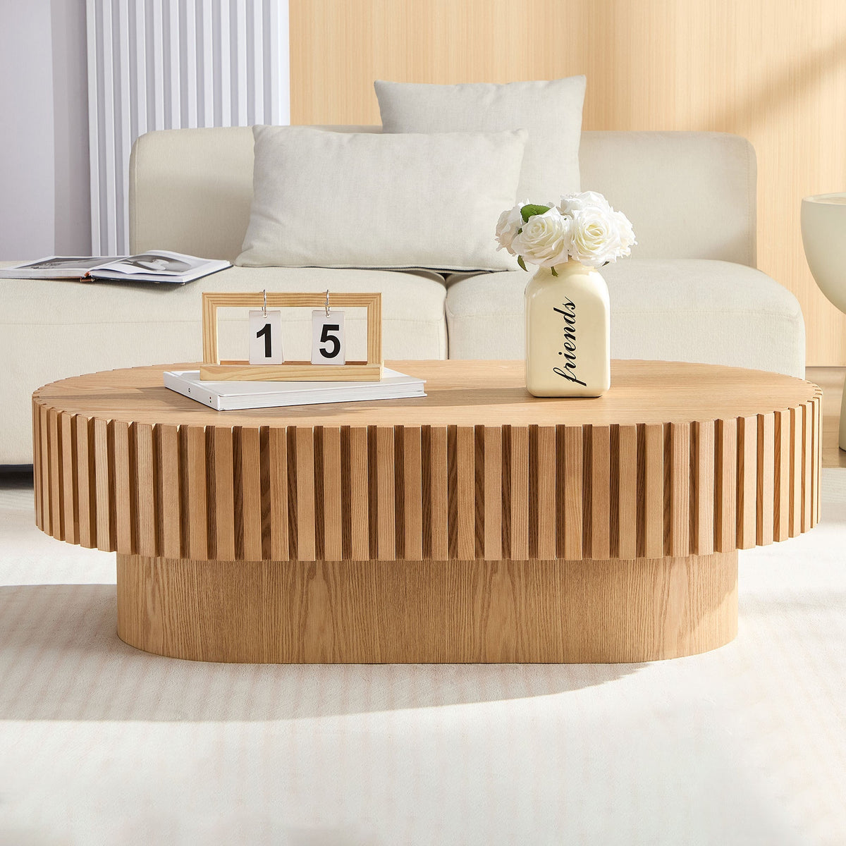 43.7 Inch Modern Handcrafted Drum Coffee Table, photo 4 of 10