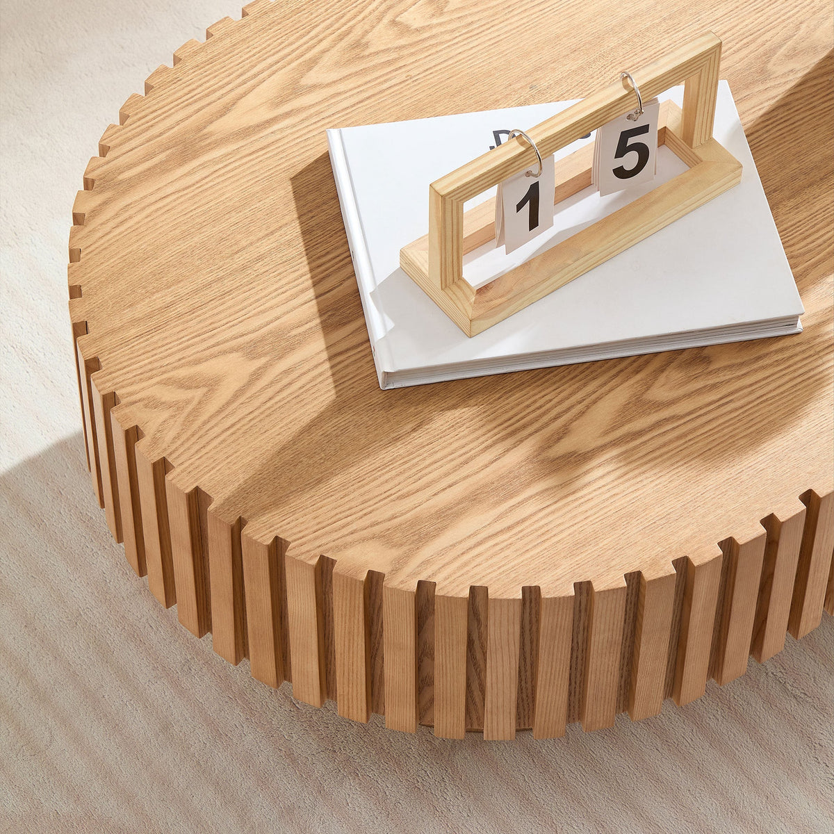 43.7 Inch Modern Handcrafted Drum Coffee Table, photo 8 of 10