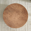 Elegant Round Walnut Burl Wood Veneer Pedestal Coffee Table