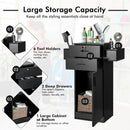 Salon Station Storage Cabinet with 6 Hair Dryer Holders for Hair Stylist-Black by LJGDeals