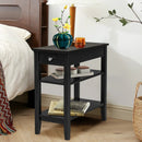 Side End Table with Drawer and 2-Tier Open Storage Shelves for Space Saving by LJGDeals