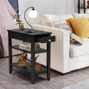 Side End Table with Drawer and 2-Tier Open Storage Shelves for Space Saving by LJGDeals