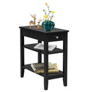Side End Table with Drawer and 2-Tier Open Storage Shelves for Space Saving by LJGDeals