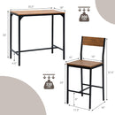 3 Pieces Bar Table Set with 2 Stools-Black by DirectDeals