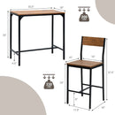 3 Pieces Bar Table Set with 2 Stools-Black by LJGDeals