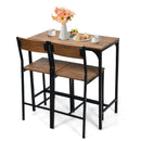 3 Pieces Bar Table Set with 2 Stools-Black by DirectDeals