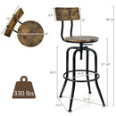 Adjustable Swivel Counter-Height Stool with Arc-Shaped Backrest-Rustic Brown by LJGDeals