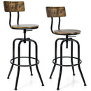 Adjustable Swivel Counter-Height Stool with Arc-Shaped Backrest-Rustic Brown by LJGDeals