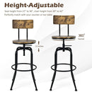 Adjustable Swivel Counter-Height Stool with Arc-Shaped Backrest-Rustic Brown by LJGDeals