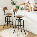 Adjustable Swivel Counter-Height Stool with Arc-Shaped Backrest-Rustic Brown by LJGDeals