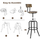 Adjustable Swivel Counter-Height Stool with Arc-Shaped Backrest-Rustic Brown by LJGDeals