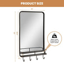 Wall Bathroom Mirror with Shelf Hooks Sturdy Metal Frame for Bedroom Living Room by LJGDeals
