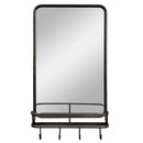 Wall Bathroom Mirror with Shelf Hooks Sturdy Metal Frame for Bedroom Living Room by LJGDeals