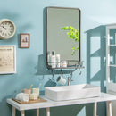 Wall Bathroom Mirror with Shelf Hooks Sturdy Metal Frame for Bedroom Living Room by LJGDeals