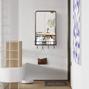 Wall Bathroom Mirror with Shelf Hooks Sturdy Metal Frame for Bedroom Living Room by LJGDeals