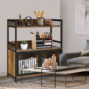 2-Tier Baker's Rack Industrial Kitchen Microwave Oven Stand with Storage Cabinet-Rustic Brown by LJGDeals