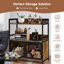 2-Tier Baker's Rack Industrial Kitchen Microwave Oven Stand with Storage Cabinet-Rustic Brown by LJGDeals