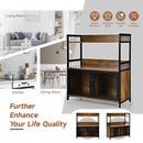 2-Tier Baker's Rack Industrial Kitchen Microwave Oven Stand with Storage Cabinet-Rustic Brown by LJGDeals