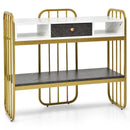 Console Table with Drawer Storage Shelf Wide Tabletop-White by LJGDeals