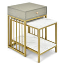 2 Pieces Modern Nesting Coffee Table Set with Drawer and Shelf-White by DirectDeals