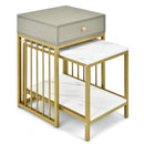 2 Pieces Modern Nesting Coffee Table Set with Drawer and Shelf-White by LJGDeals