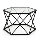 Modern Accent Geometric Glass Coffee Table-Black by LJGDeals