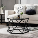 Modern Accent Geometric Glass Coffee Table-Black by LJGDeals