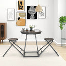 3 Pieces Dining Table Set with 2 Foldable Stools for Small Space-Gray by LJGDeals