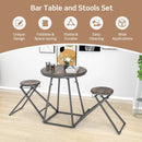 3 Pieces Dining Table Set with 2 Foldable Stools for Small Space-Gray by LJGDeals