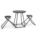 3 Pieces Dining Table Set with 2 Foldable Stools for Small Space-Gray by LJGDeals
