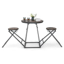 3 Pieces Dining Table Set with 2 Foldable Stools for Small Space-Gray by LJGDeals