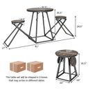 3 Pieces Dining Table Set with 2 Foldable Stools for Small Space-Gray by LJGDeals