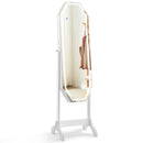 Standing Jewelry Cabinet Armoire Organizer LED Light Mirror Lockable White by LJGDeals