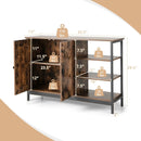 Industrial Kitchen Storage Cabinet with Open Shelves-Rustic Brown by LJGDeals