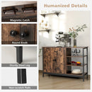 Industrial Kitchen Storage Cabinet with Open Shelves-Rustic Brown by LJGDeals