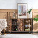 Industrial Kitchen Storage Cabinet with Open Shelves-Rustic Brown by LJGDeals