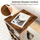 C-shaped Rolling End Side with Back Storage Shelves beside Sofa by DirectDeals